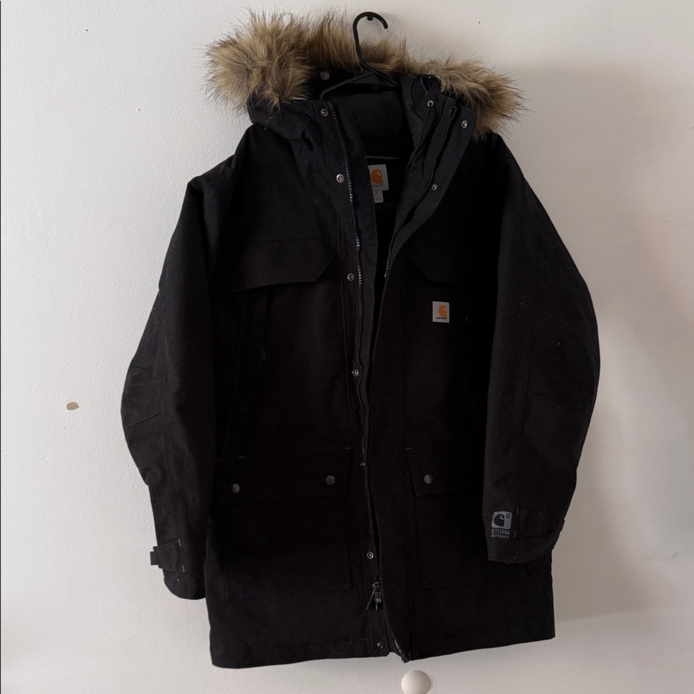 Carhartt Men's Dark Coat with Fur Hood